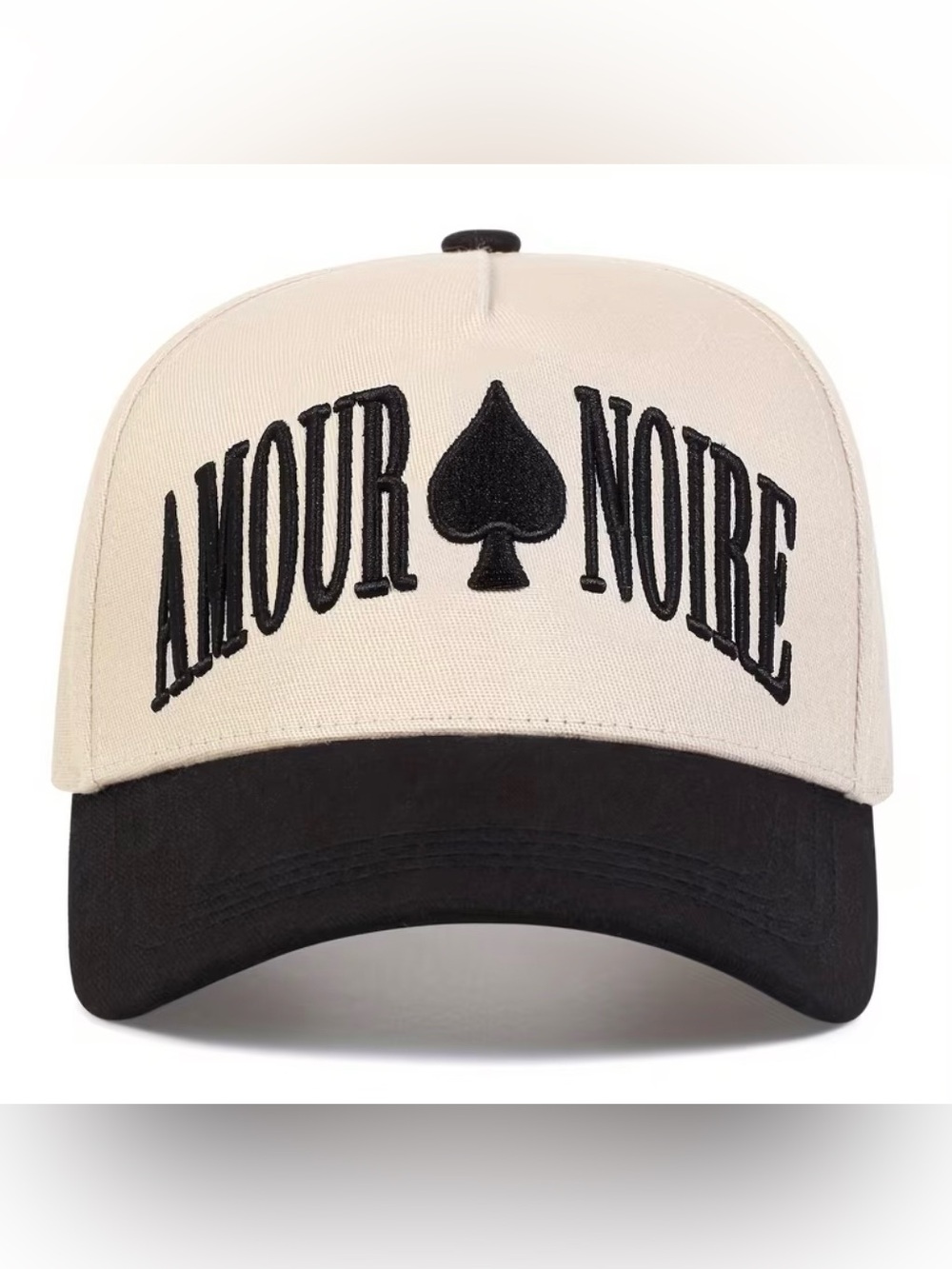 Amour Noire Off-White And Black SnapBack Hat Cap With Spade Symbol ♠️ BLACK LOVE